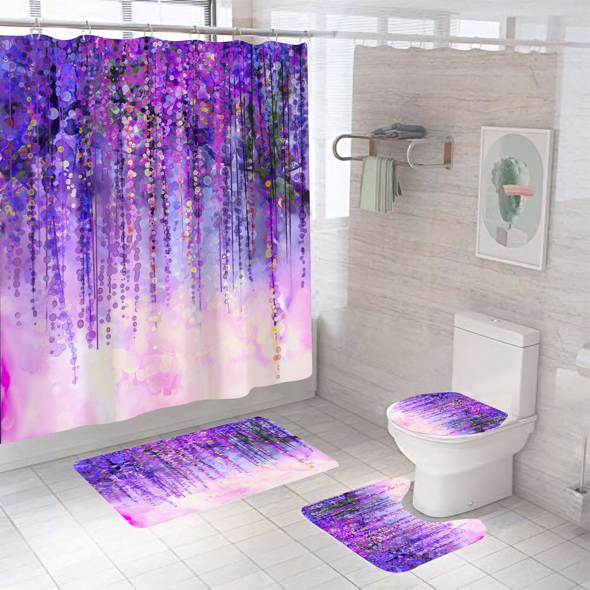Amazon Flower 3D Digital Printing Home Bathroom Decoration Shower Curtain Floor Mat Toilet Cover Decorative Mat Carpet Amazon Flower 3D Digital Printing Home Bathroom Decoration Shower Curtain Floor Mat Toilet Cover Decorative Mat Carpet