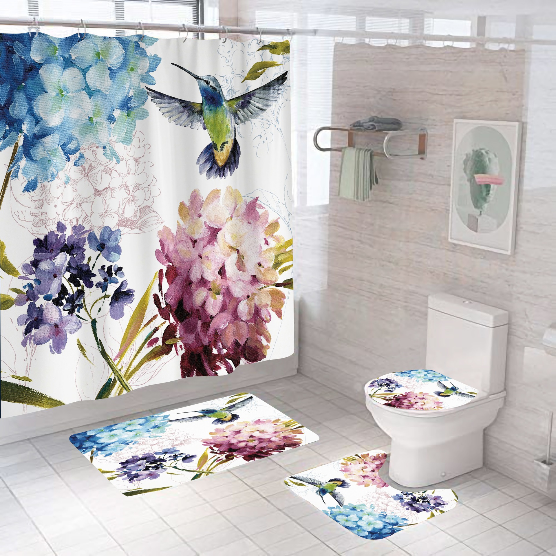 Amazon Flower 3D Digital Printing Home Bathroom Decoration Shower Curtain Floor Mat Toilet Cover Decorative Mat Carpet Amazon Flower 3D Digital Printing Home Bathroom Decoration Shower Curtain Floor Mat Toilet Cover Decorative Mat Carpet