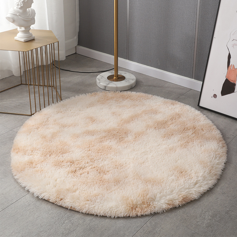Customizable round Gradient Tie-Dye Carpet Home Living Room Sofa Cushion Bedroom Bedside Long Wool Silk Carpet