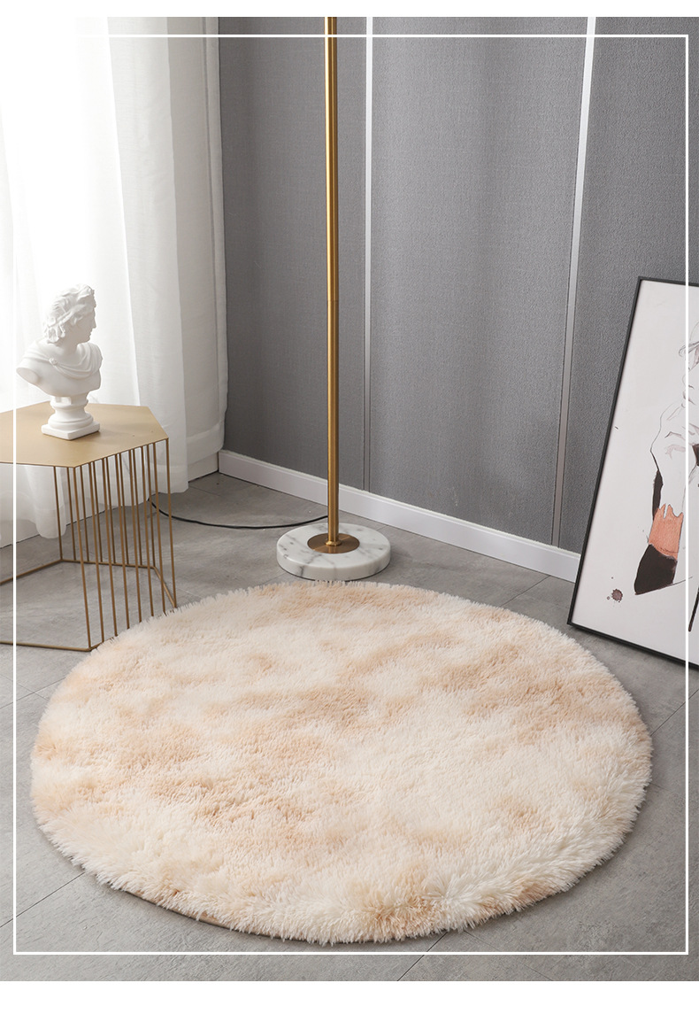Customizable round Gradient Tie-Dye Carpet Home Living Room Sofa Cushion Bedroom Bedside Long Wool Silk Carpet Customizable round Gradient Tie-Dye Carpet Home Living Room Sofa Cushion Bedroom Bedside Long Wool Silk Carpet