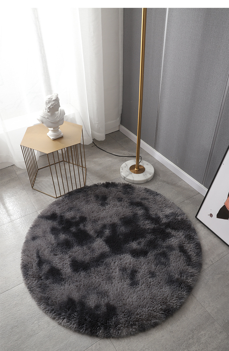 Customizable round Gradient Tie-Dye Carpet Home Living Room Sofa Cushion Bedroom Bedside Long Wool Silk Carpet Customizable round Gradient Tie-Dye Carpet Home Living Room Sofa Cushion Bedroom Bedside Long Wool Silk Carpet