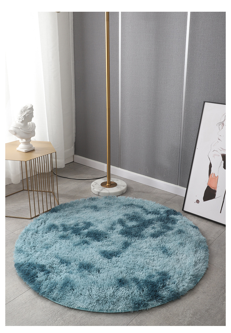 Customizable round Gradient Tie-Dye Carpet Home Living Room Sofa Cushion Bedroom Bedside Long Wool Silk Carpet Customizable round Gradient Tie-Dye Carpet Home Living Room Sofa Cushion Bedroom Bedside Long Wool Silk Carpet