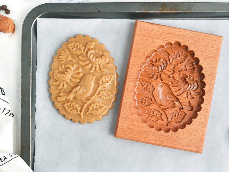 Cross-Border Hot Crisp Cake Mold Raspberry Carving Wood Cookie Mold Cutter Ginger Biscuit Crisp Cake Mold