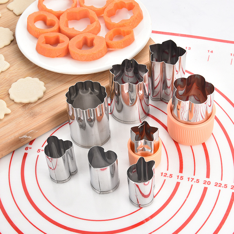 Vegetable and Fruit Carving Cutter 8Piece Set Melon and Vegetable Shape Replaceable Hand Guard Biscuit Cutting Mold