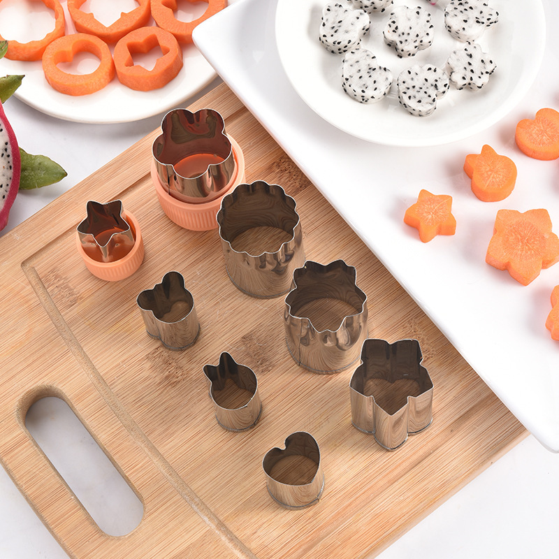Vegetable and Fruit Carving Cutter 8Piece Set Melon and Vegetable Shape Replaceable Hand Guard Biscuit Cutting Mold