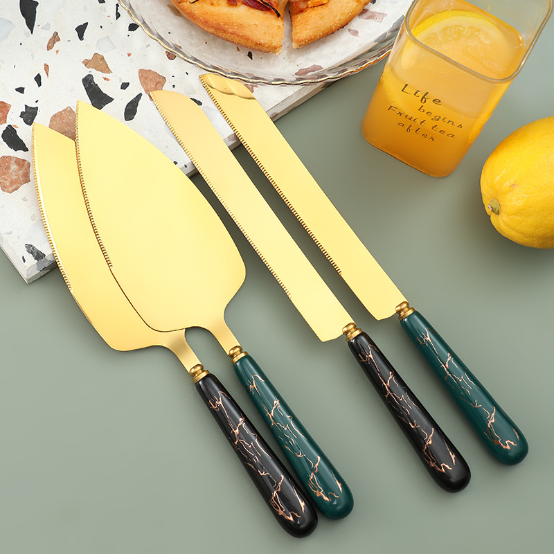 Porcelain Handle Stainless Steel Knife Shovel Gift Set Creative Baking Tool Cheese Knife Butter Knife Cake Shovel Pizza Shovel
