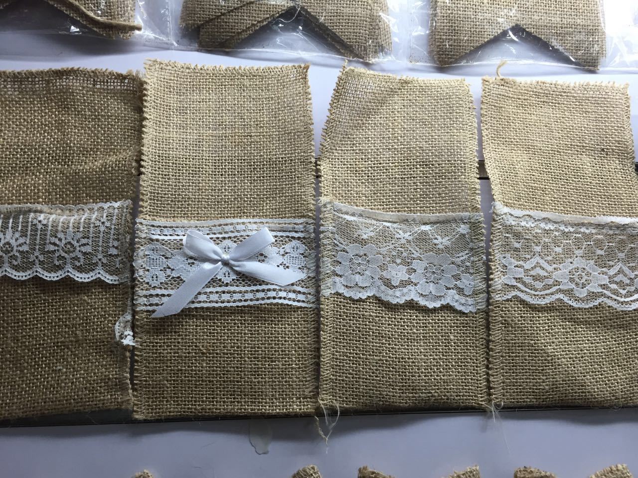 European Christmas wedding linen tableware bag linen lace knife fork bag