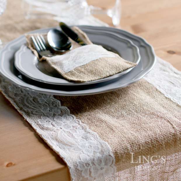 European Christmas wedding linen tableware bag linen lace knife fork bag