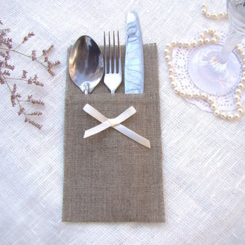 European Christmas wedding linen tableware bag linen lace knife fork bag