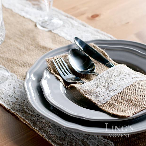 European Christmas wedding linen tableware bag linen lace knife fork bag