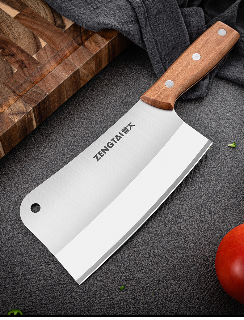 Knife Wooden Handle Household Chef Knife Sharp Chopping DualPurpose Knife Meat Cutting Slicing Knife Kitchen Knife