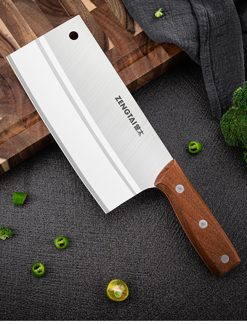 Knife Wooden Handle Household Chef Knife Sharp Chopping DualPurpose Knife Meat Cutting Slicing Knife Kitchen Knife