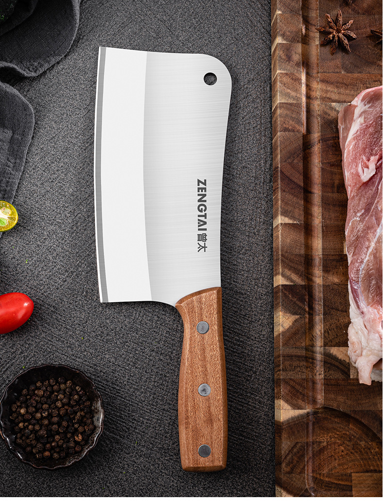 Knife Wooden Handle Household Chef Knife Sharp Chopping DualPurpose Knife Meat Cutting Slicing Knife Kitchen Knife