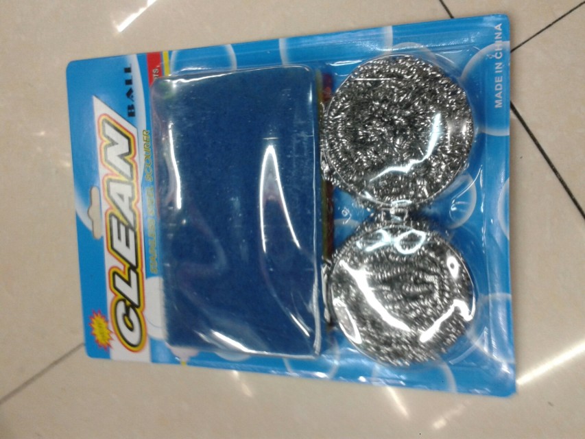 Cleaning steel wool scrubbing sponge clean dish cloth ball all in one 12G