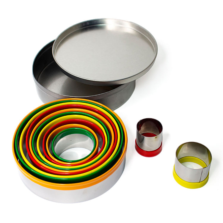 Stainless Steel round Cookie Cutter Die 12-Piece Set Mousse Mold Cake Mold Chocolate Steamed Bread Baking Mold