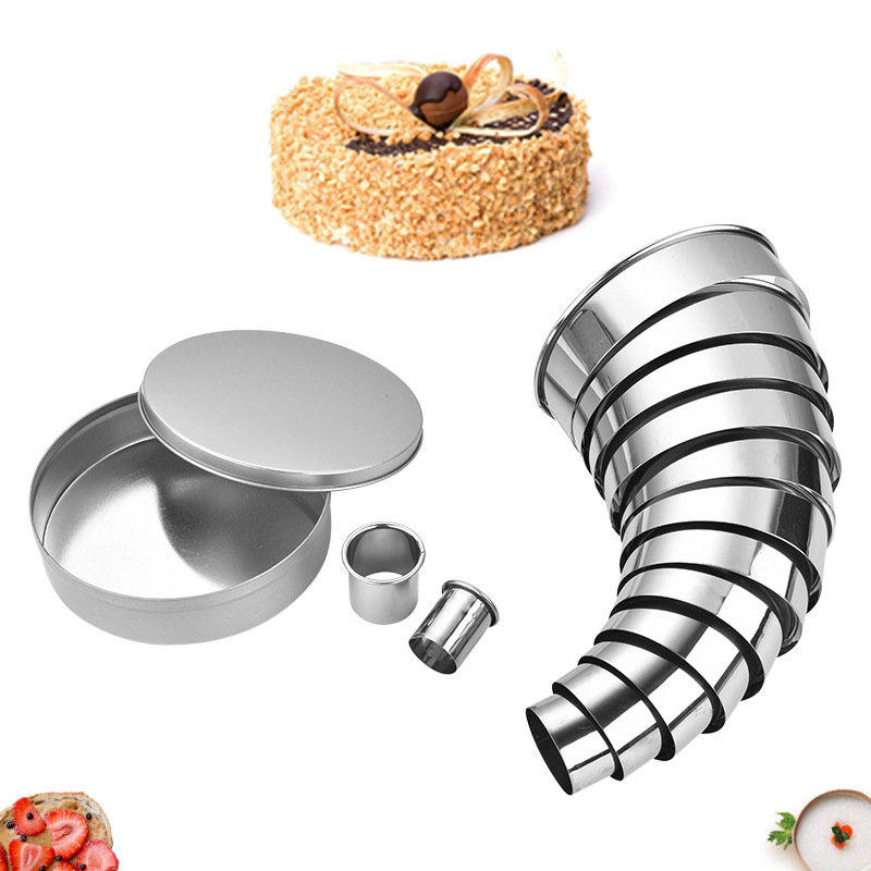 round Stainless Steel 14-Piece Set Mousse Mold Baking Cake Mold Set 14-Piece Set Stainless Steel Cookie Cutter