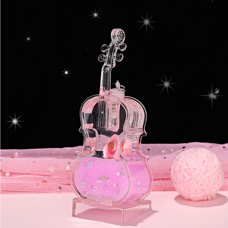 Tiktok Red Creative Violin Luminous Gift Oil Drop Hourglass Decoration Student Graduation Teacher&#039;s Day Gift Toy