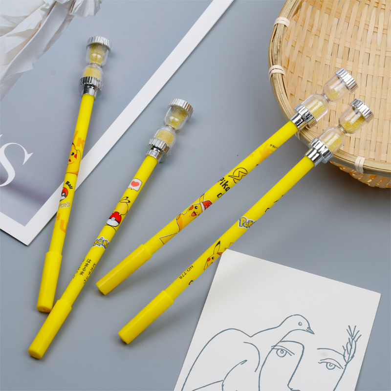Pikachu Hourglass Gel Pen Creative Cartoon Cute Pupils&#039; Stationery Children&#039;s Prizes Whole Class Gift Wholesale