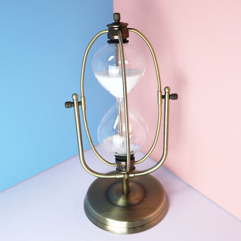 Time Hourglass Creative Metal Timer Study Living Room and Home Decorations Office Desk Surface Panel Decoration Birthday Gift