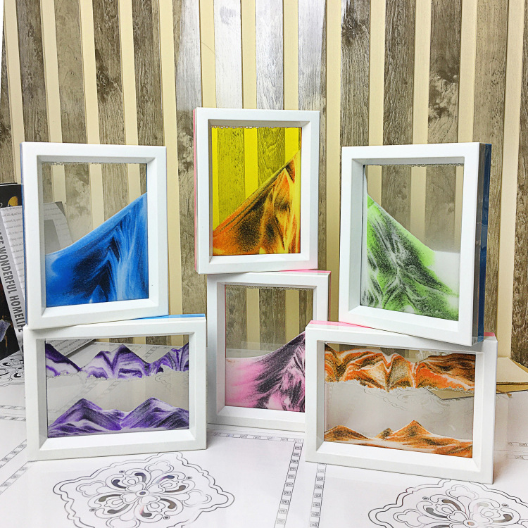 Plastic Frame Sand Painting Creative Hourglass Painting Decoration Office Desk Surface Panel Home Decorative Crafts
