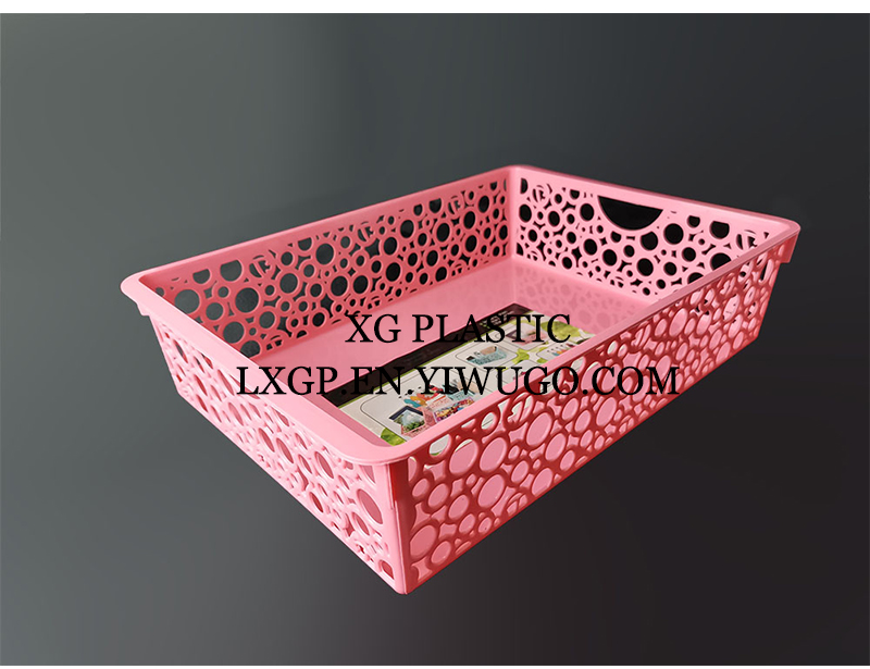 office desk storage basket cosmetic make up receive organizer bin plastic rectangle baskets round dot hollow design box