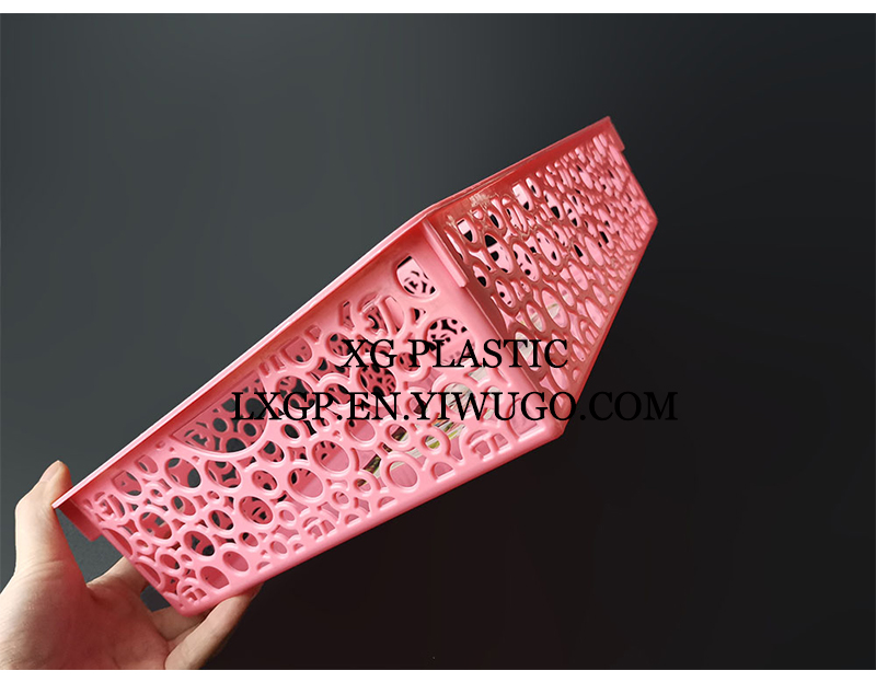 office desk storage basket cosmetic make up receive organizer bin plastic rectangle baskets round dot hollow design box