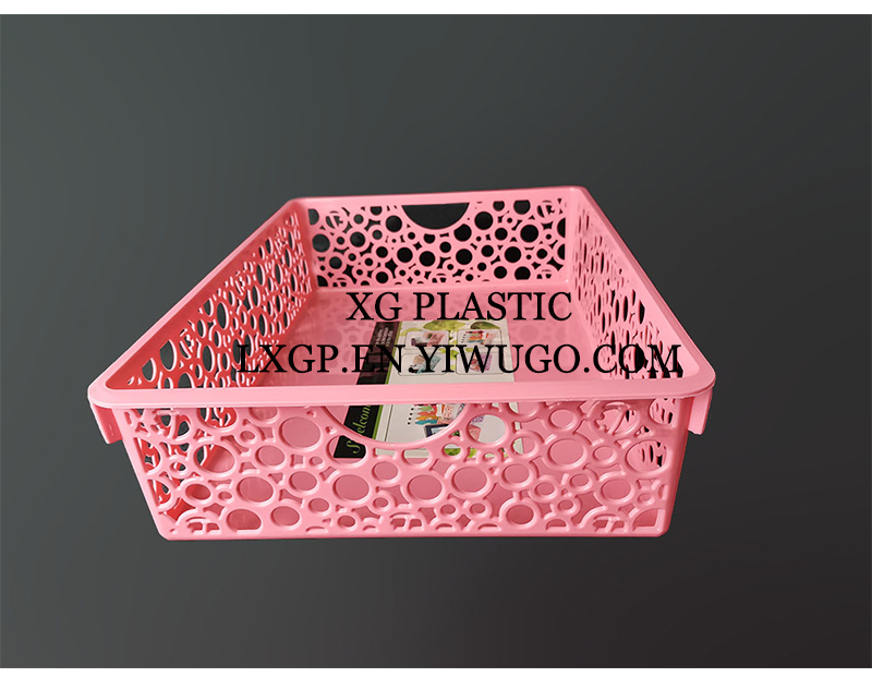 office desk storage basket cosmetic make up receive organizer bin plastic rectangle baskets round dot hollow design box