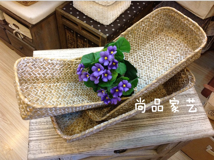 Factory direct seagrass storage household storage basket weave towels blue storage baskets, storage boxes