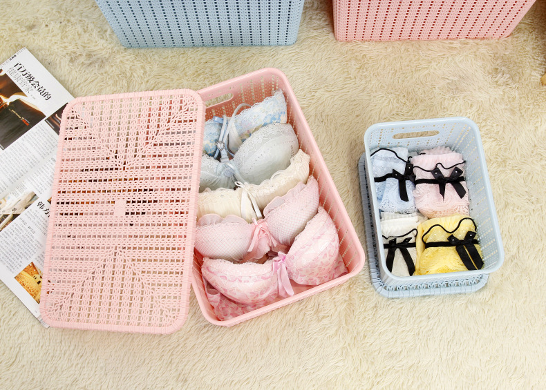 The new shelves of plastic rattan storage box weaving baskets with lid finishing box storage box