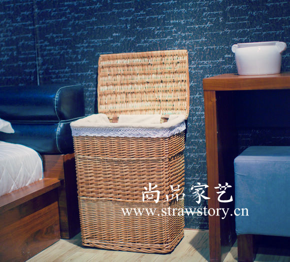 Factory direct Korean pastoral hamper Willow baskets/Lou Fang-shaped covered storage basket