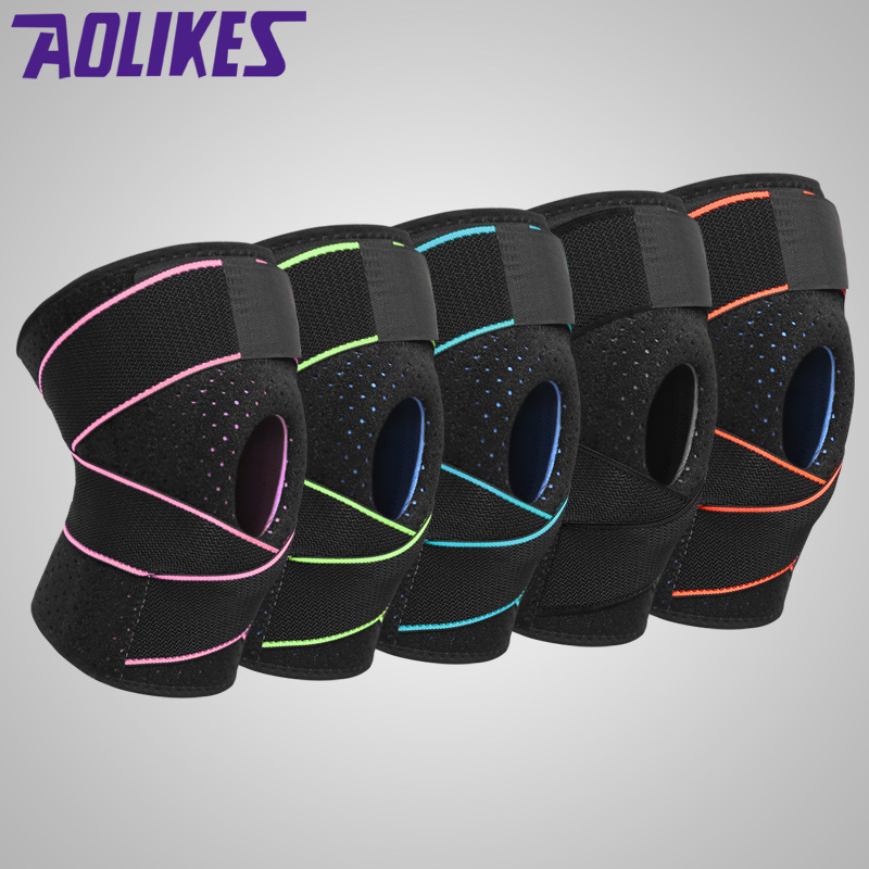 Sports Strap Wrap Pressurized Silicone Cold Feeling Knee Pad Running Basketball Mountain Climbing Biking Badminton Knee Pad Manufacturer