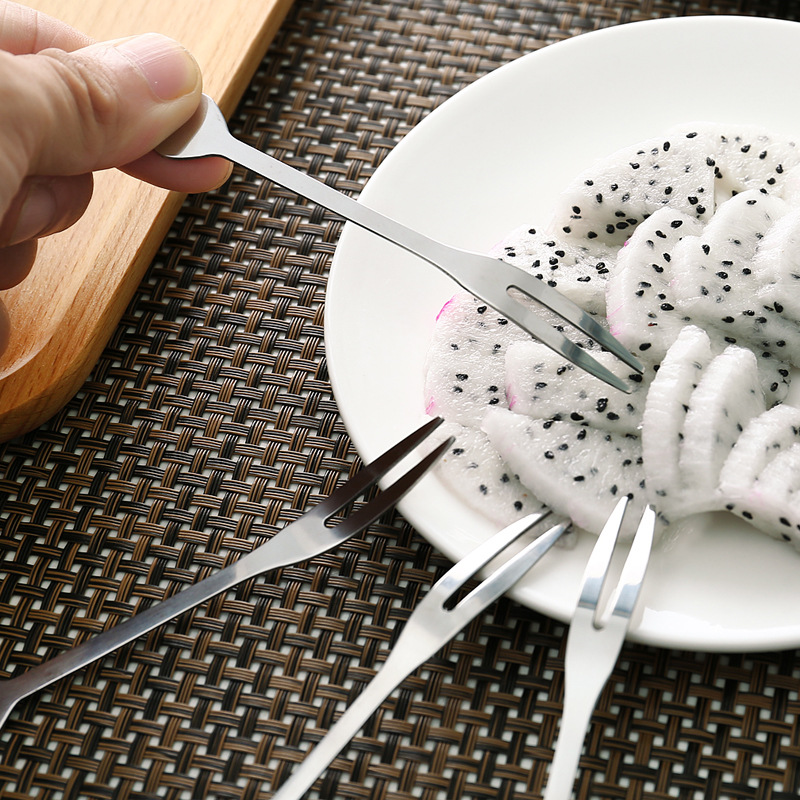 Heart Shape Stainless Steel Fruit Fork Household Fruit Toothpick Two-Tooth Fork Cake Pastry Fork Fruit Two-Pronged Fork