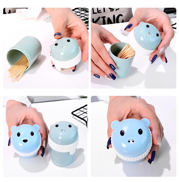 Plastic Cartoon Toothpick Box Creative European Bear Toothpick Tin Simple Living Room Home Portable round Toothpick Holder Plastic Cartoon Toothpick Box Creative European Bear Toothpick Tin Simple Living Room Home Portable round Toothpick Holder