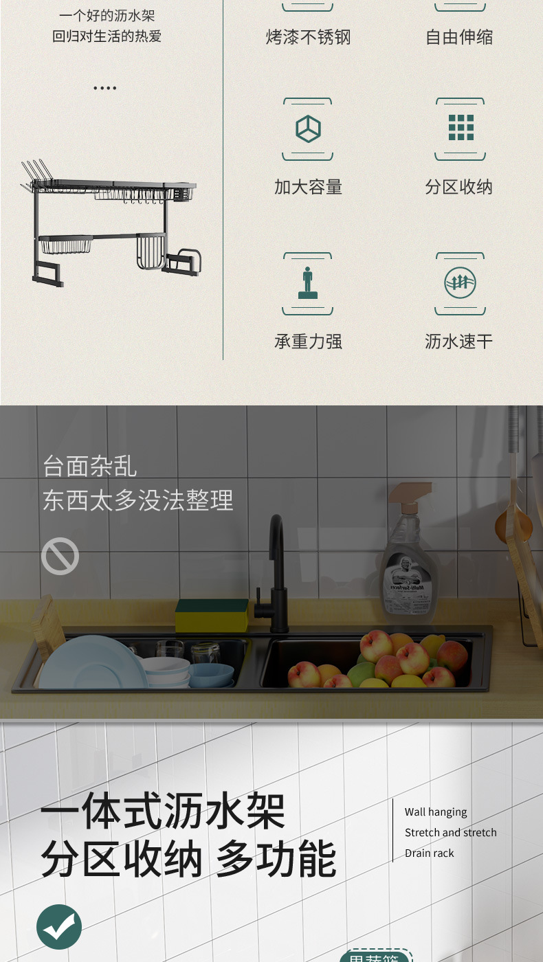 Kitchen Dish Rack Sink Drain Rack Black Draining Bowl Rack Floor Storage Rack Cross-Border Amazon Small Size Kitchen Dish Rack Sink Drain Rack Black Draining Bowl Rack Floor Storage Rack Cross-Border Amazon Small Size