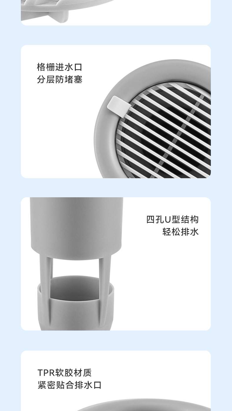 [Liangshe Original] Sewer Sink Anti-Blocking Filter Net Bathroom One-Way Drainage Deodorant Floor Drain