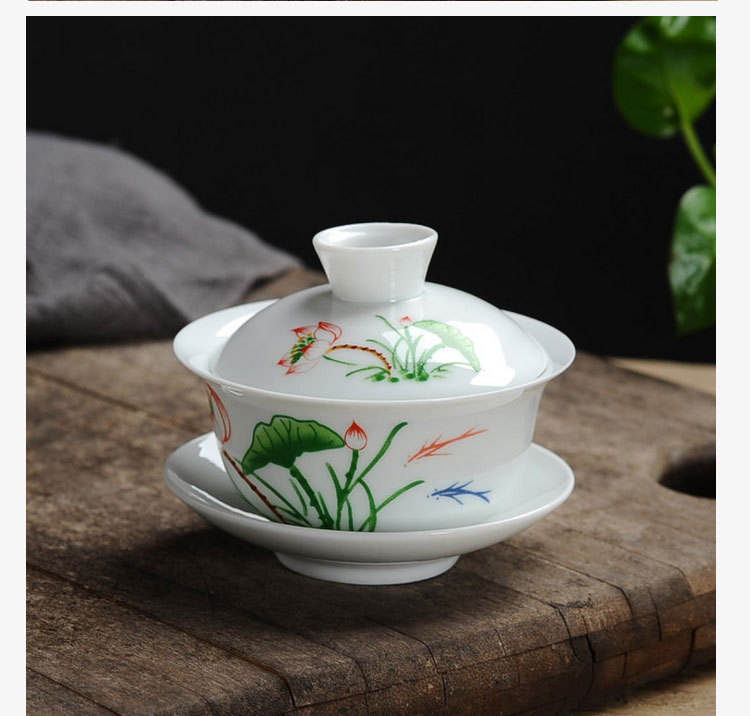 Cover Bowl Tea Cup Large ThreeForce Cover Ceramic Tea Bowl Jingdezhen HandPainted Blue and White Porcelain Tea Bowl Cover Bowl Tea Cup Large ThreeForce Cover Ceramic Tea Bowl Jingdezhen HandPainted Blue and White Porcelain Tea Bowl