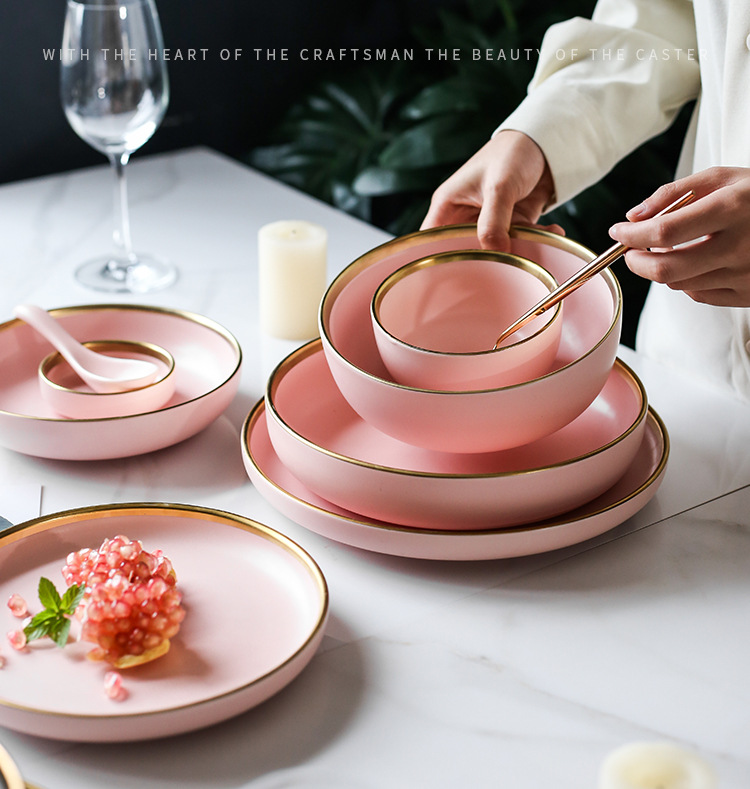 matte European gold phnom Penh ceramic tableware household rice bowl plate dish noodles bowl soup bowl shallow dish matte European gold phnom Penh ceramic tableware household rice bowl plate dish noodles bowl soup bowl shallow dish