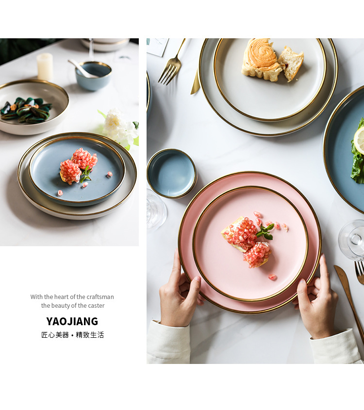 matte European gold phnom Penh ceramic tableware household rice bowl plate dish noodles bowl soup bowl shallow dish matte European gold phnom Penh ceramic tableware household rice bowl plate dish noodles bowl soup bowl shallow dish