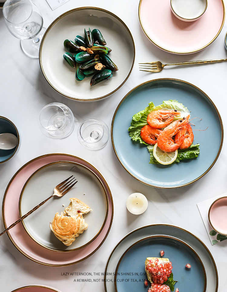 matte European gold phnom Penh ceramic tableware household rice bowl plate dish noodles bowl soup bowl shallow dish matte European gold phnom Penh ceramic tableware household rice bowl plate dish noodles bowl soup bowl shallow dish