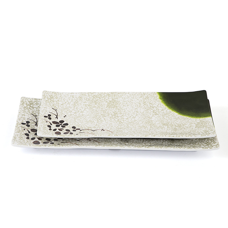 Japanese amine resin rectangular sushi plate rectangular flat plate creative snack plate dessert plate hotpot cutlery