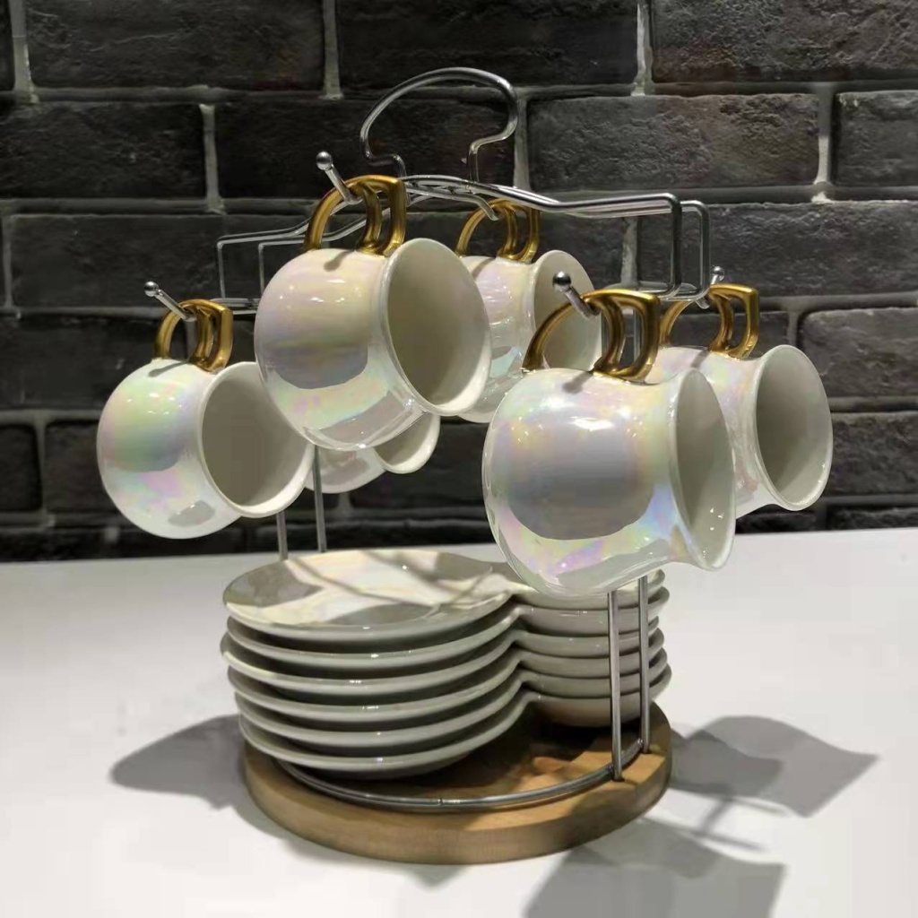 Jingdezhen 6 Cups 6 Plates Coffee Set Ceramic Cup Ceramic Plate Pearl Glaze Coffee Set Points Exchange Supermarket Promotion Jingdezhen 6 Cups 6 Plates Coffee Set Ceramic Cup Ceramic Plate Pearl Glaze Coffee Set Points Exchange Supermarket Promotion