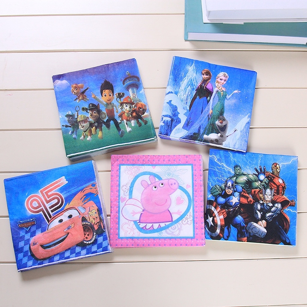Children's Birthday Party Napkin Mat Tissue Cartoon Picnic Dinner Plate Tissue Mat Napkin Decoration Party Supplies Children's Birthday Party Napkin Mat Tissue Cartoon Picnic Dinner Plate Tissue Mat Napkin Decoration Party Supplies