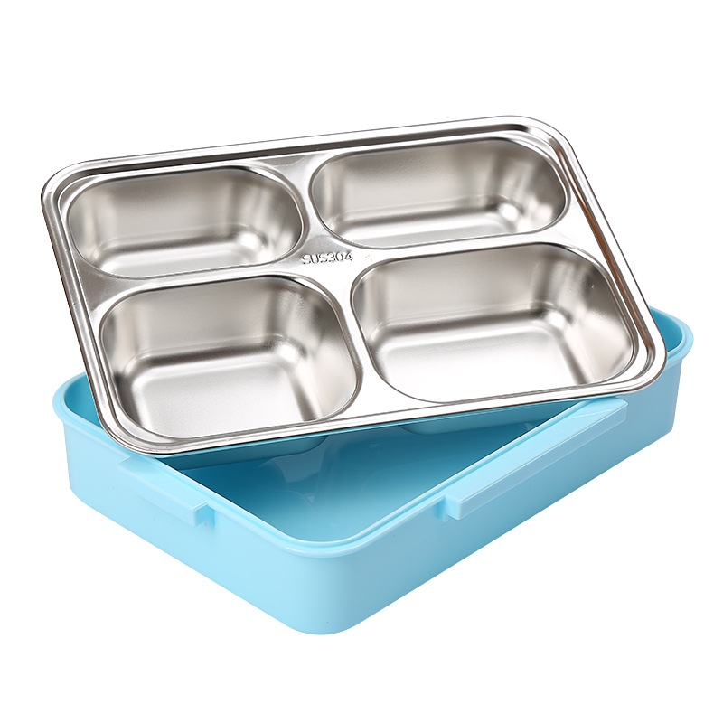 304 Four-Grid Lunch Box Stainless Steel Lunch Box Plate Lunch Box