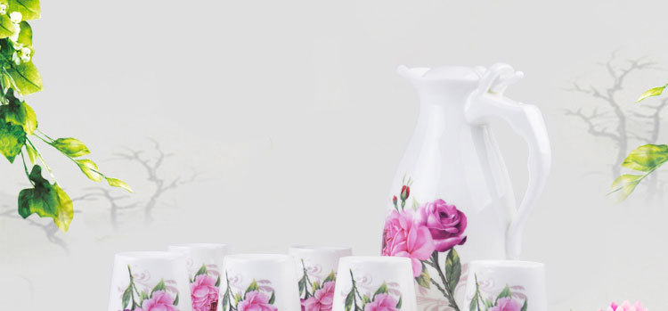 Creative hand-painted large capacity cooling kettle coffee cup with a simple pot six cups a porcelain plate water set Creative hand-painted large capacity cooling kettle coffee cup with a simple pot six cups a porcelain plate water set