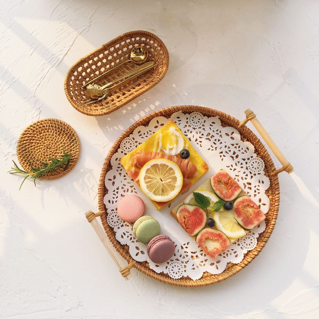 Manufacturers Vietnamese cane dessert table snacks fruit plate Japanese furniture accessories creative fruit plate