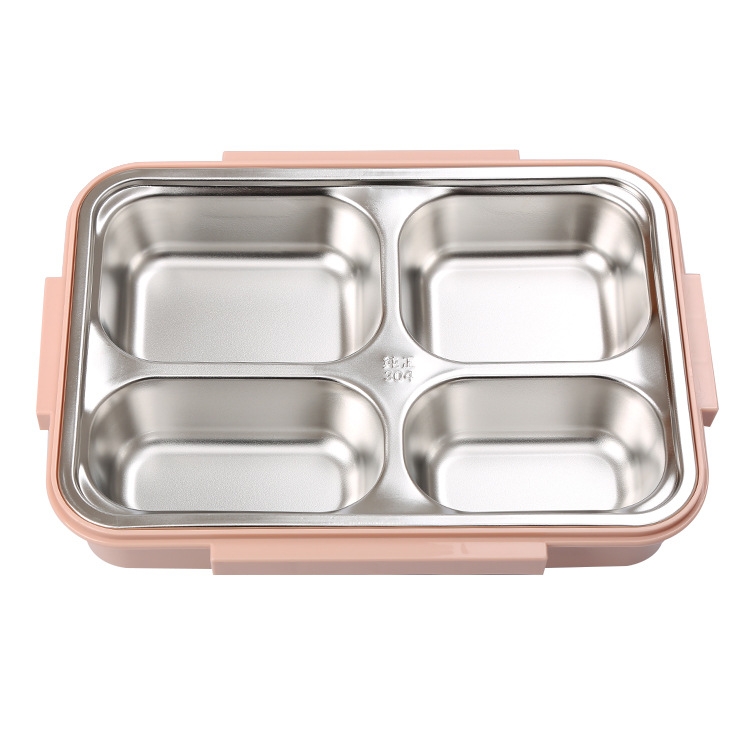 304 Stainless Steel Lunch Box Four-Grid Plate Lunch Box Lunch Box Student Lunch Box Kindergarten Lunch Box