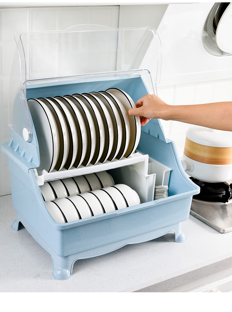 Kitchen Tableware Storage Box Bowl Drain with Cover Mini Bowl Cabinet Rack Tableware Household Multi-Functional Sealed Storage Rack