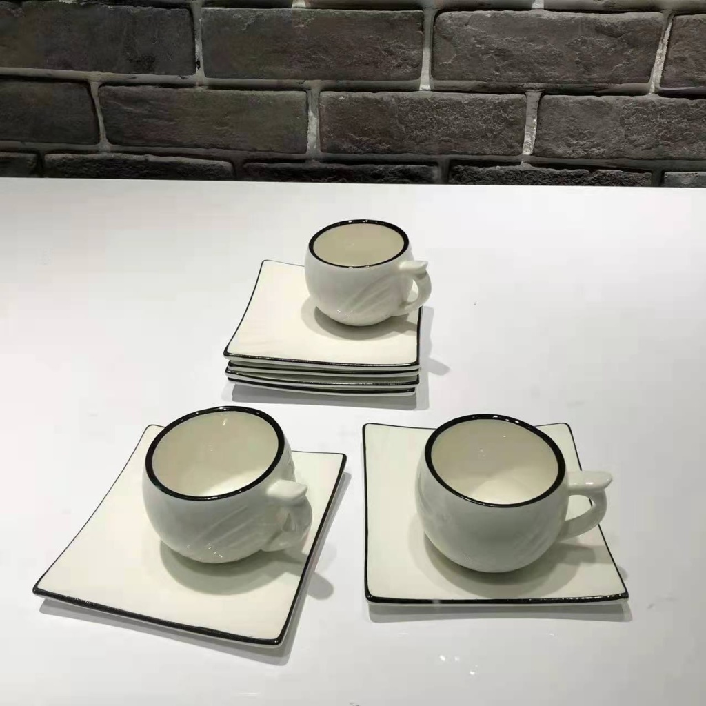 Simple 6 Cups 6 Plates Coffee Set Ceramic Cup Ceramic Plate Gift with Shelf Company Welfare Points Exchange Simple 6 Cups 6 Plates Coffee Set Ceramic Cup Ceramic Plate Gift with Shelf Company Welfare Points Exchange