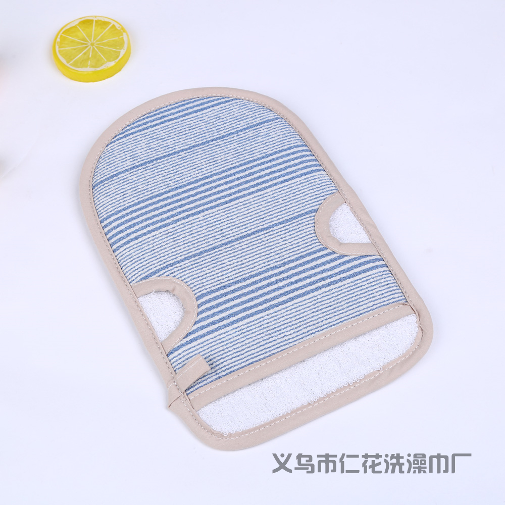 Bath towel with double-sided fine lines Bath towel with double rubbing towel