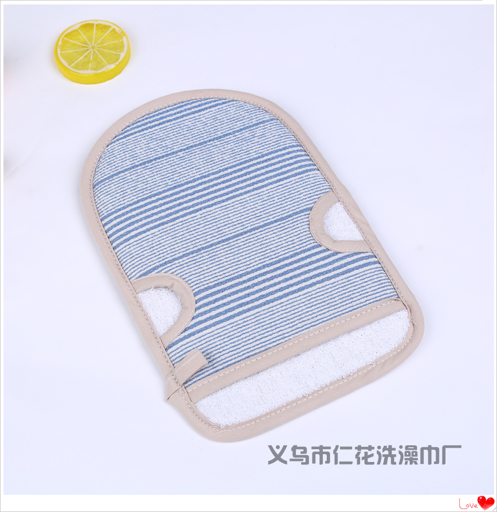 Bath towel with double-sided fine lines Bath towel with double rubbing towel
